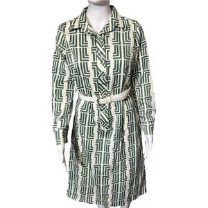 Lanvin Dress Vintage 1970s Shirt Shift Silk Logo Signature Hip Hop Medium Womens